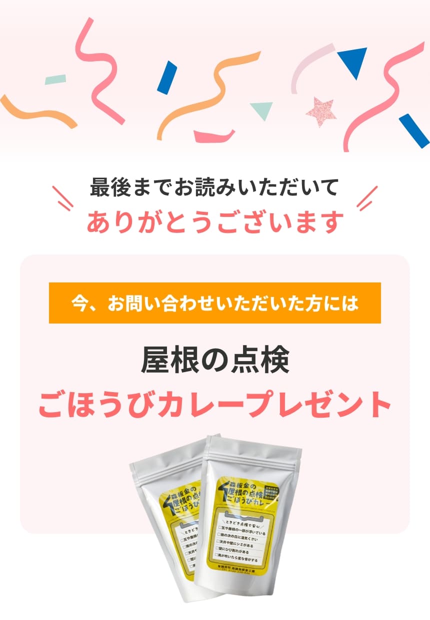 屋根の点検ごほうびカレープレゼント